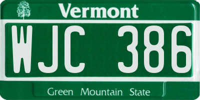 VT license plate WJC386