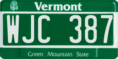 VT license plate WJC387