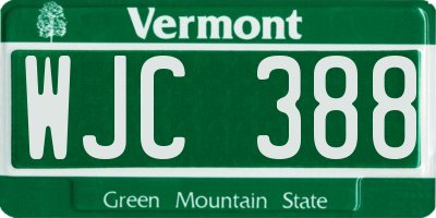 VT license plate WJC388