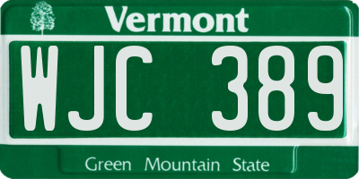 VT license plate WJC389