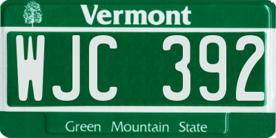 VT license plate WJC392