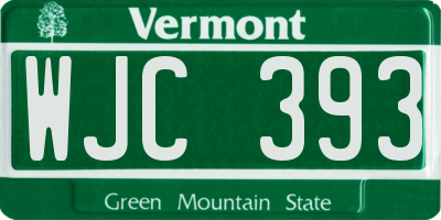 VT license plate WJC393