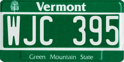 VT license plate WJC395