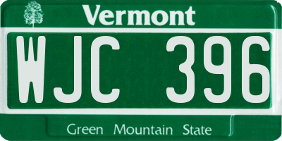 VT license plate WJC396