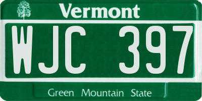 VT license plate WJC397