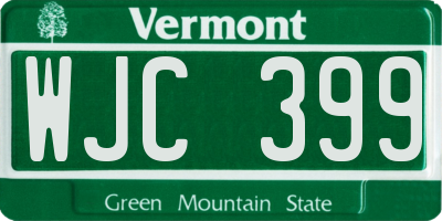 VT license plate WJC399
