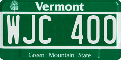 VT license plate WJC400