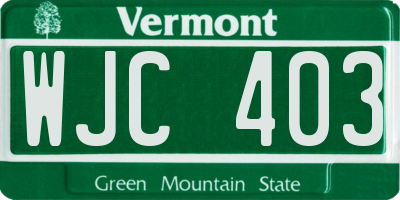 VT license plate WJC403
