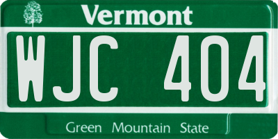 VT license plate WJC404