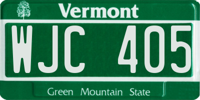 VT license plate WJC405