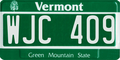VT license plate WJC409