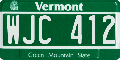 VT license plate WJC412