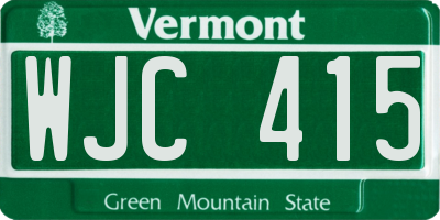 VT license plate WJC415