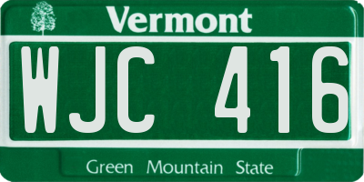 VT license plate WJC416