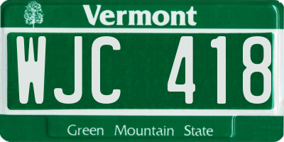 VT license plate WJC418