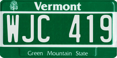 VT license plate WJC419
