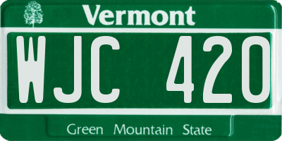 VT license plate WJC420