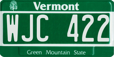 VT license plate WJC422