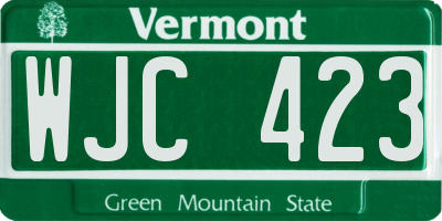 VT license plate WJC423