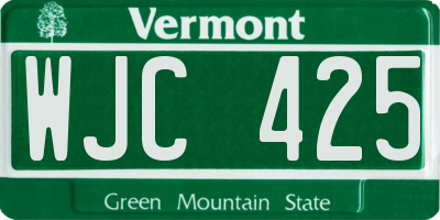 VT license plate WJC425