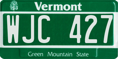 VT license plate WJC427