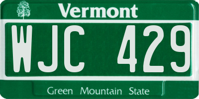 VT license plate WJC429