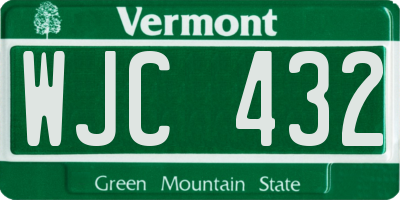 VT license plate WJC432