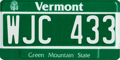 VT license plate WJC433