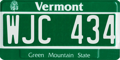 VT license plate WJC434
