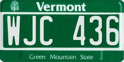 VT license plate WJC436
