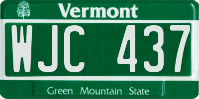 VT license plate WJC437