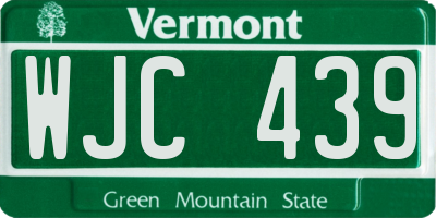 VT license plate WJC439