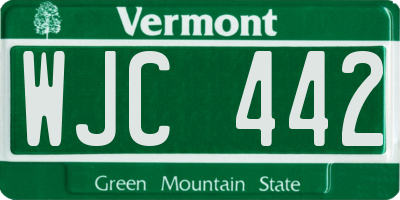 VT license plate WJC442