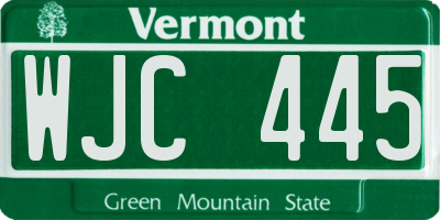 VT license plate WJC445