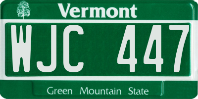 VT license plate WJC447