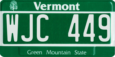 VT license plate WJC449