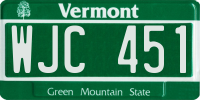VT license plate WJC451