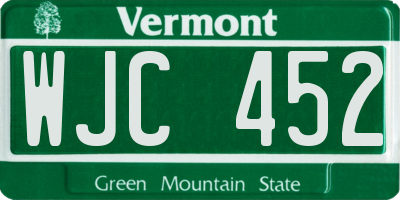 VT license plate WJC452