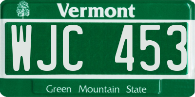 VT license plate WJC453