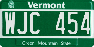 VT license plate WJC454