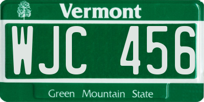 VT license plate WJC456
