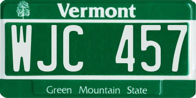 VT license plate WJC457