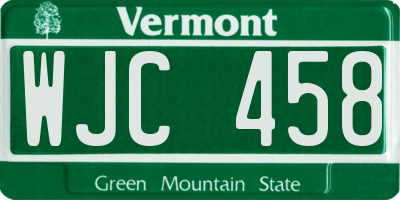 VT license plate WJC458