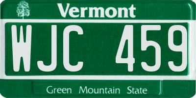 VT license plate WJC459