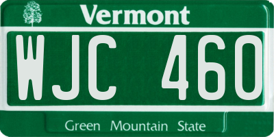 VT license plate WJC460