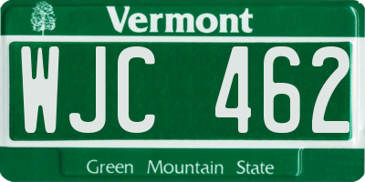 VT license plate WJC462