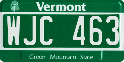 VT license plate WJC463
