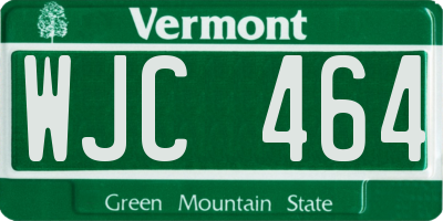VT license plate WJC464