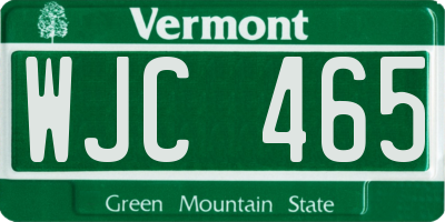 VT license plate WJC465