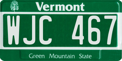 VT license plate WJC467